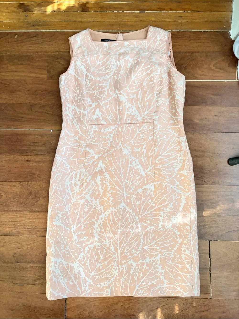 Lafayette 148 New York Jacquard Sheath Dress Pink White - Picture 3 of 9